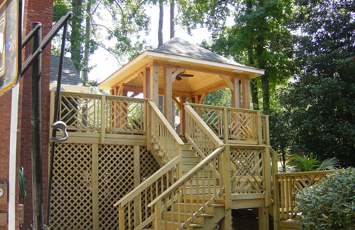 wood deck and covered porch